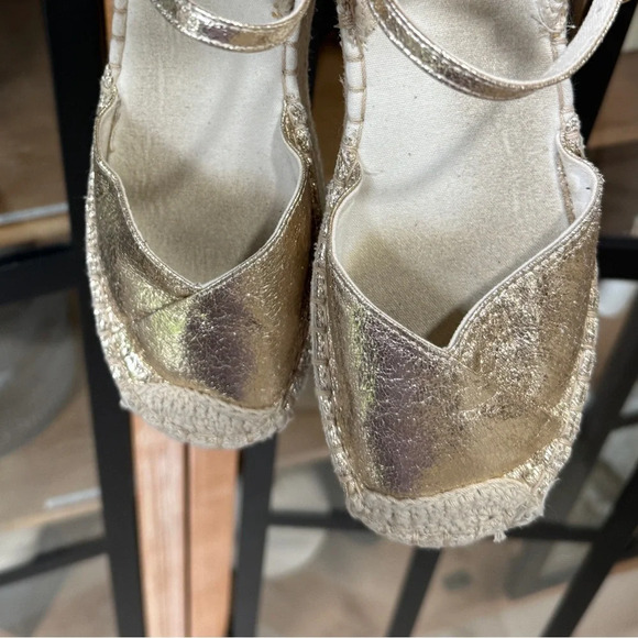 Zara Girls espadrilles sandals metallic crochet jute beige sand round toe boho - Picture 9 of 11